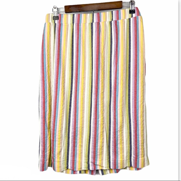 ECI Women's Striped Button-Up Midi Skirt Size L Multicolor Soft Comfortable - Picture 3 of 9